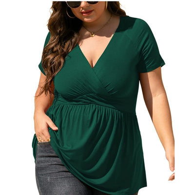 Women's Plus Size T-shirt V-neck Top - Evans creations LLC