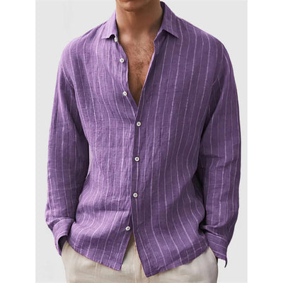 Long Sleeve Men's Shirt Striped Print - Evans creations LLC