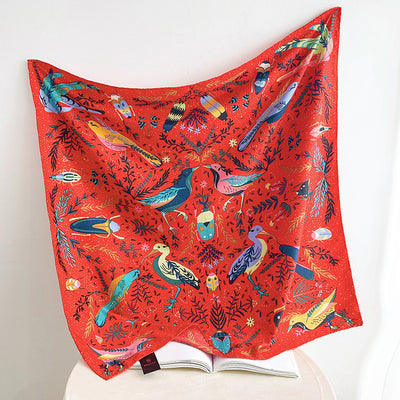 Fashion Gorgeous Printing Mesh Red Style Contrast Color Silky Scarf - Evans creations LLC