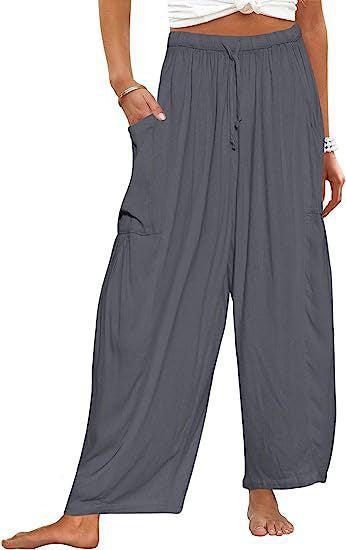 Stretched-waist Pleated High-waisted Wide-leg Loose Casual Cotton And Linen Long Pants - Evans creations LLC