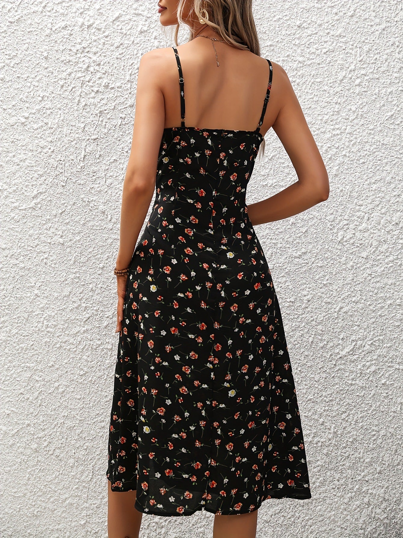 New Polka Dot Print Suspender Dress Summer Sexy Split Long Dresses For Womens Clothing - Evans creations LLC