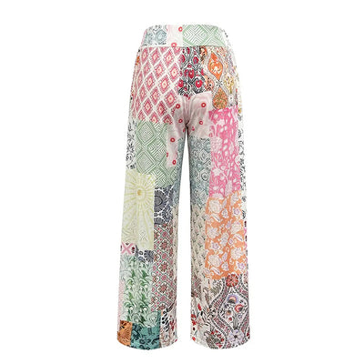 Women's Geometric Print High-Waisted Wide-Leg Pants - Spring&Fall Fashion Vacation Outfit - Evans creations LLC