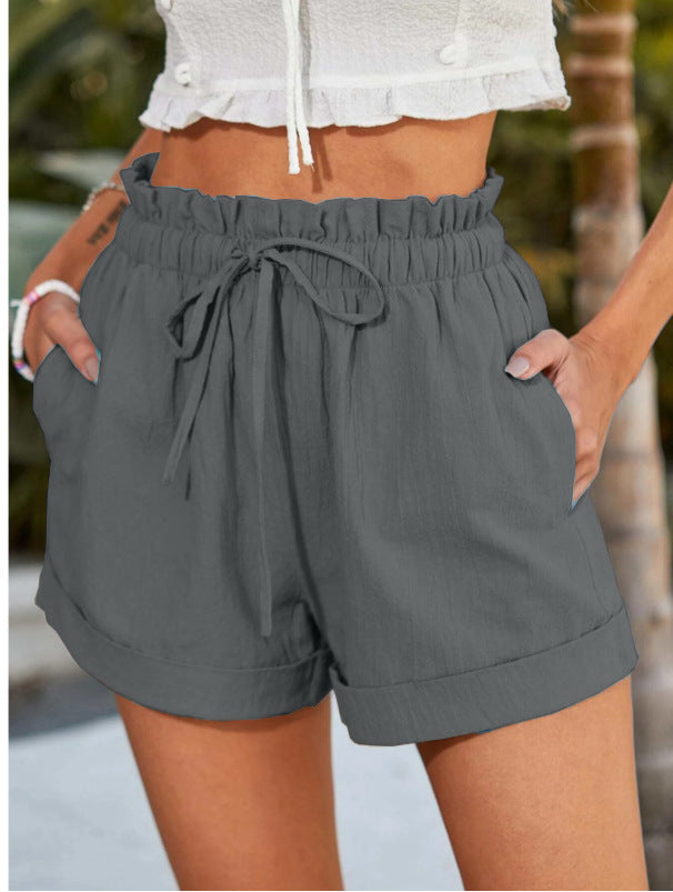 European American Summer New Solid Color Loose Casual Fashion Shorts For Women - Evans creations LLC
