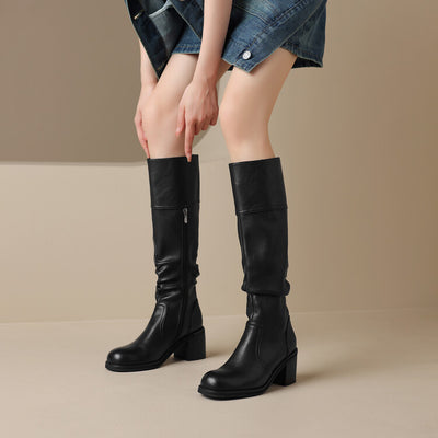 Thick Mid-heel High-top Below The Knee Women's Knight Warm Boots - Evans creations LLC