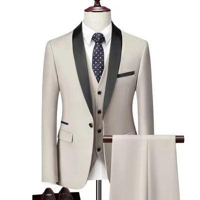 Men 3 Pieces Suit Set Men Wedding Suits Groom Tuxedos - Evans creations LLC