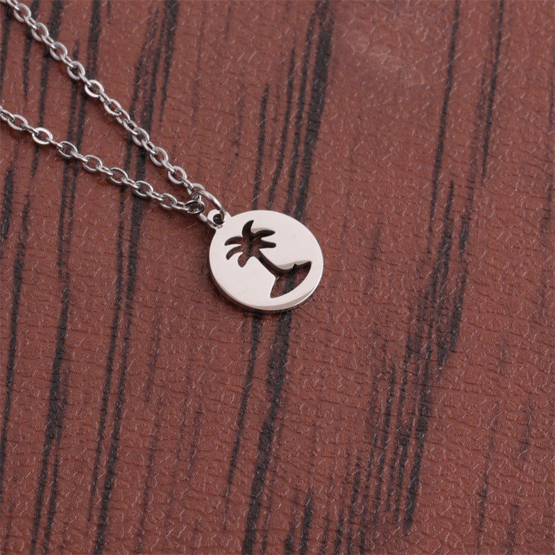 Titanium Steel Hollow Coconut Tree Pendant Neck Accessories Men - Evans creations LLC