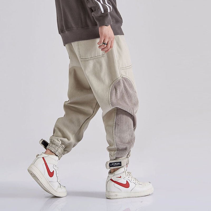 Japanese Men Jeans Loose Fit Spliced Design - Evans creations LLC