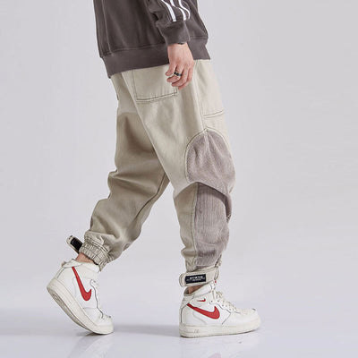Japanese Men Jeans Loose Fit Spliced Design - Evans creations LLC