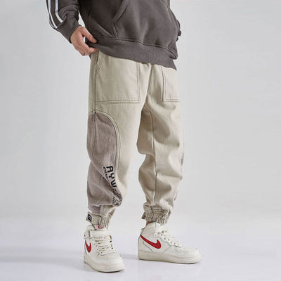Japanese Men Jeans Loose Fit Spliced Design - Evans creations LLC