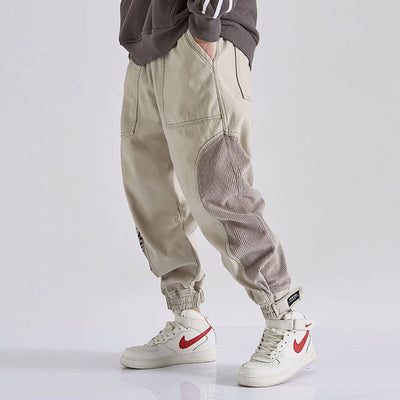 Japanese Men Jeans Loose Fit Spliced Design - Evans creations LLC