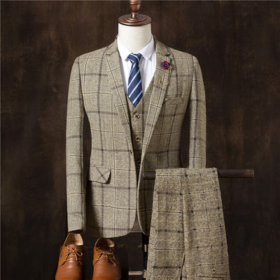 Men 3 Pieces Suit Set Men Wedding Suits Groom Tuxedos - Evans creations LLC