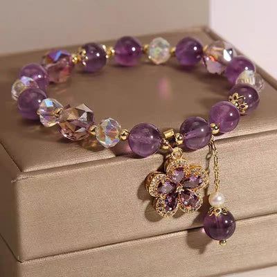 Natural Amethyst Fox Pendant Bracelet - Evans creations LLC