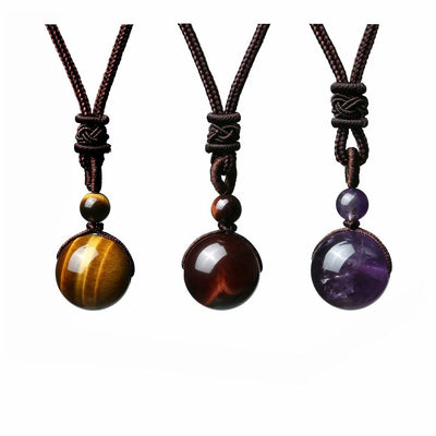 Fashion 16mm Natural Obsidian Pendant Amethyst Necklace For Men And Women - Evans creations LLC