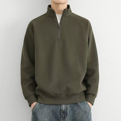 Half Zipped Stand Collar Men's Vintage Fleece-lined Thickened Casual Sweatshirt - Evans creations LLC