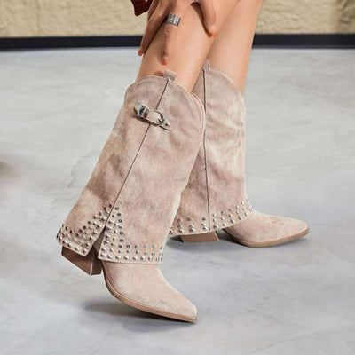 Spring And Autumn Pointed Knight Boots Women - Evans creations LLC