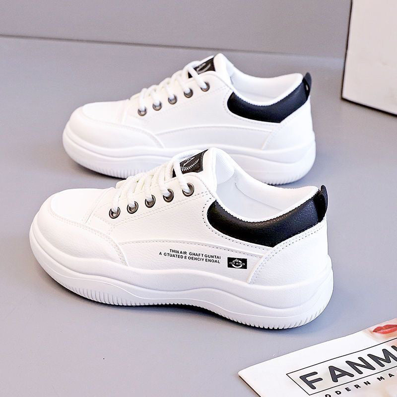 Women's Korean-style All-match Leather White Shoes - Evans creations LLC