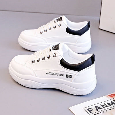 Women's Korean-style All-match Leather White Shoes - Evans creations LLC