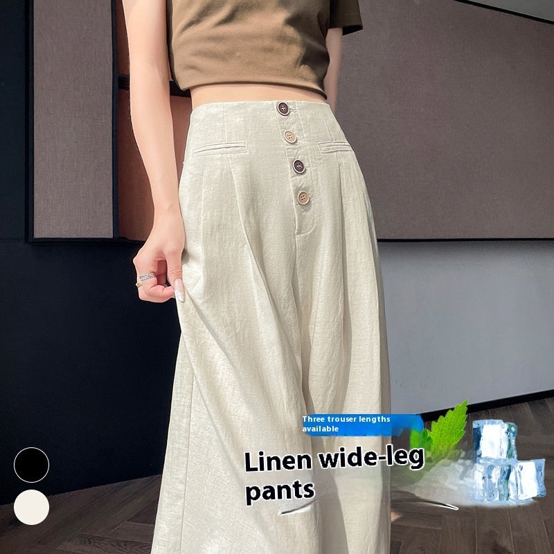Women's Cotton And Linen Wide-leg Pants Loose Drooping Casual Straight Pants - Evans creations LLC