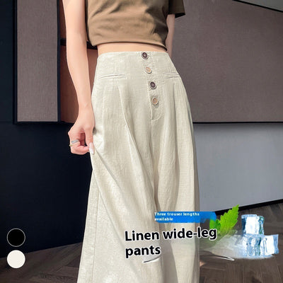 Women's Cotton And Linen Wide-leg Pants Loose Drooping Casual Straight Pants - Evans creations LLC