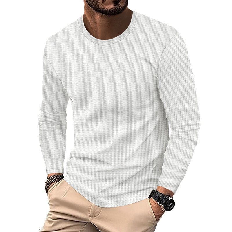 Round Neck Waffle Casual Top For Men - Evans creations LLC