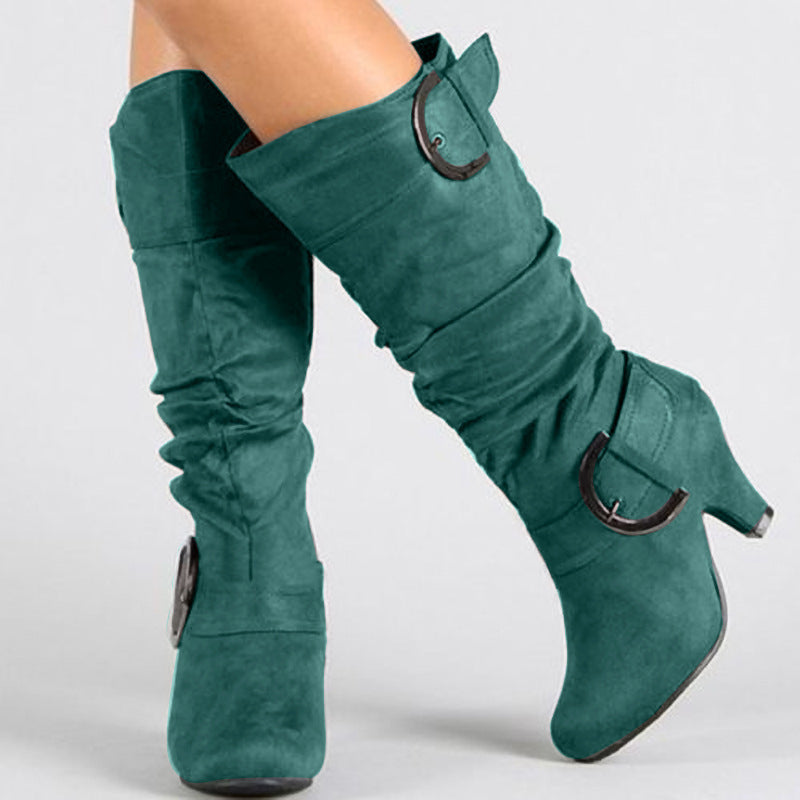 Fashion Brushed Velvet Spring And Autumn Women's Boots - Evans creations LLC