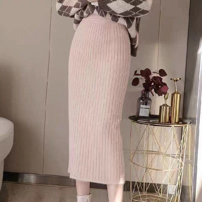 High Waist Straight Skirt All-matching Long Slimming Sweater Dress - Evans creations LLC