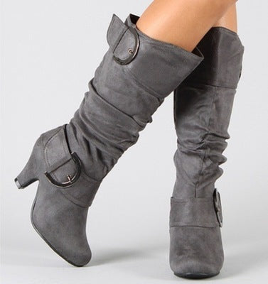 Fashion Brushed Velvet Spring And Autumn Women's Boots - Evans creations LLC