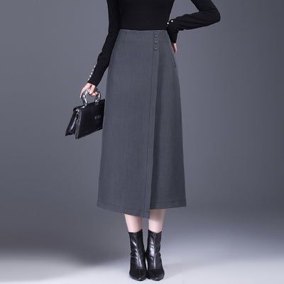Draping Irregular Straight Women's Split Sheath Skirt - Evans creations LLC