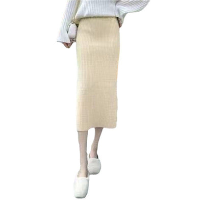 High Waist Straight Skirt All-matching Long Slimming Sweater Dress - Evans creations LLC