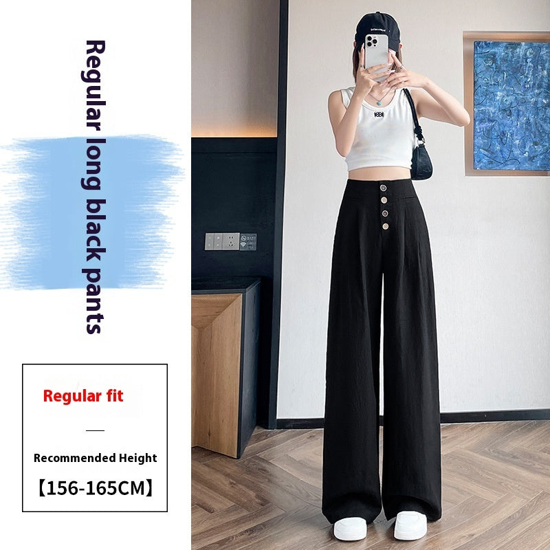 Women's Cotton And Linen Wide-leg Pants Loose Drooping Casual Straight Pants - Evans creations LLC