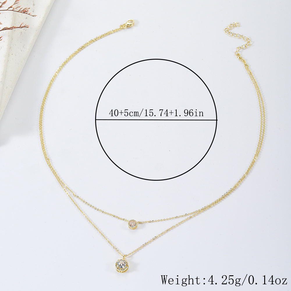 Sparkling Three-dimensional Zircon Pendant Necklace, Women's Exquisite Double-layer Collarbone Chain Jewelry Gift, Suitable For Engagement, Party, Holiday Gifts - Evans creations LLC