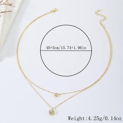 Sparkling Three-dimensional Zircon Pendant Necklace, Women's Exquisite Double-layer Collarbone Chain Jewelry Gift, Suitable For Engagement, Party, Holiday Gifts - Evans creations LLC
