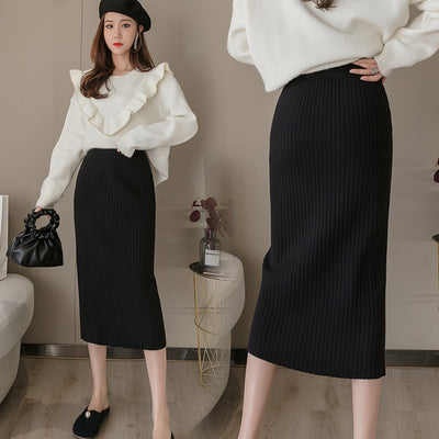 High Waist Straight Skirt All-matching Long Slimming Sweater Dress - Evans creations LLC