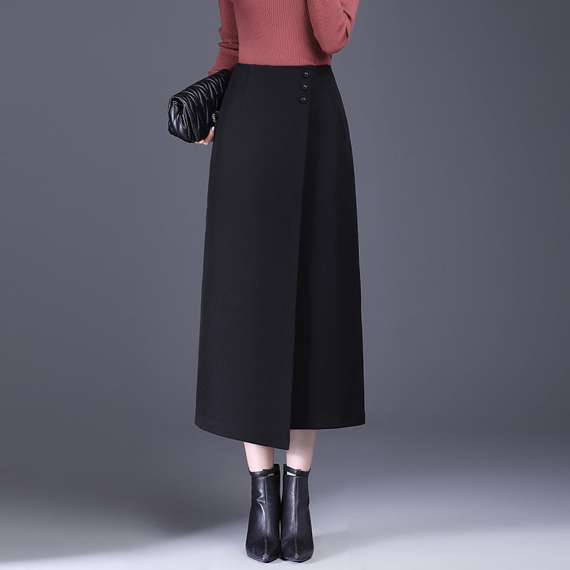 Draping Irregular Straight Women's Split Sheath Skirt - Evans creations LLC