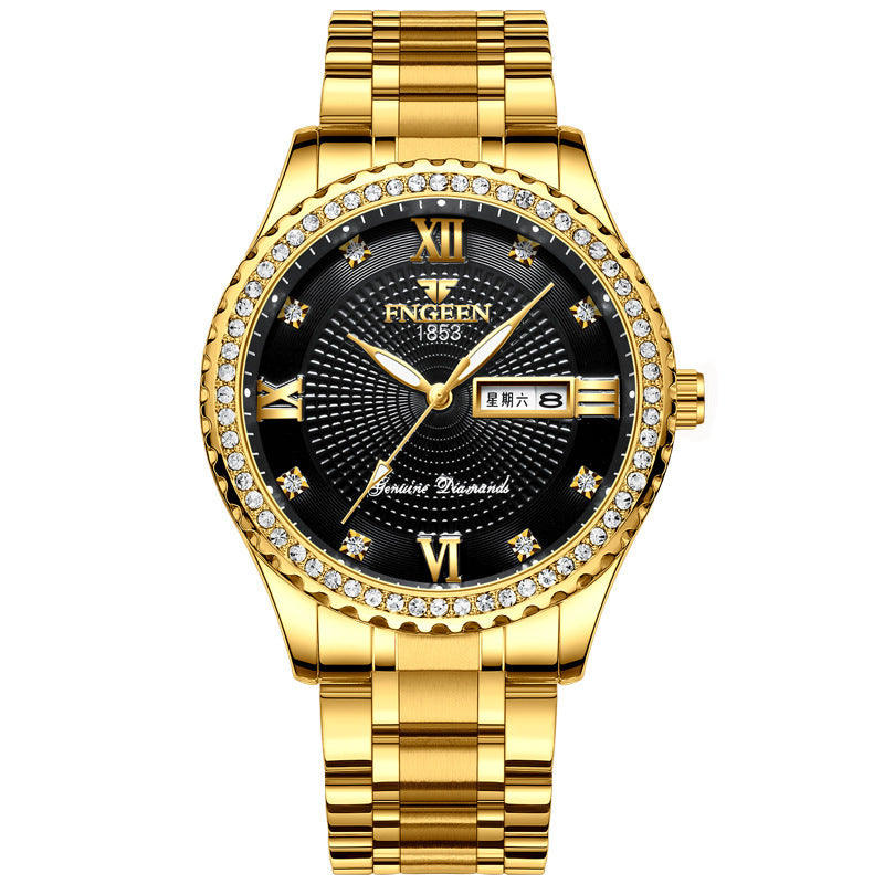 Watch Men's Luxury Gold Non-mechanical Stainless Steel Luminous - Evans creations LLC
