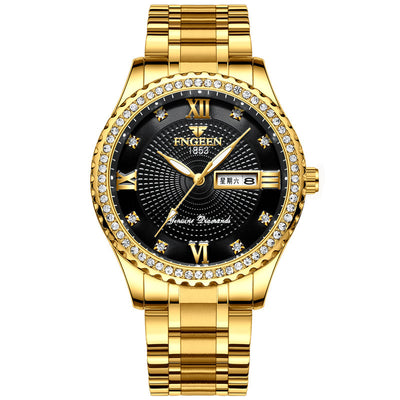 Watch Men's Luxury Gold Non-mechanical Stainless Steel Luminous - Evans creations LLC