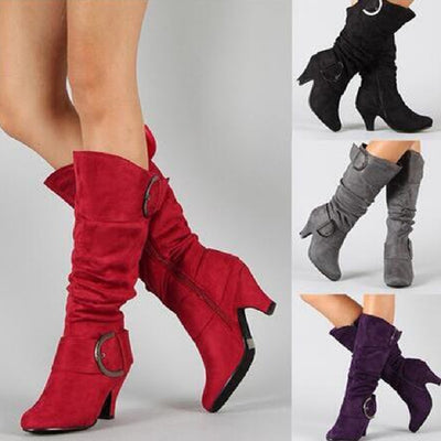 Fashion Brushed Velvet Spring And Autumn Women's Boots - Evans creations LLC