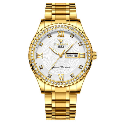 Watch Men's Luxury Gold Non-mechanical Stainless Steel Luminous - Evans creations LLC