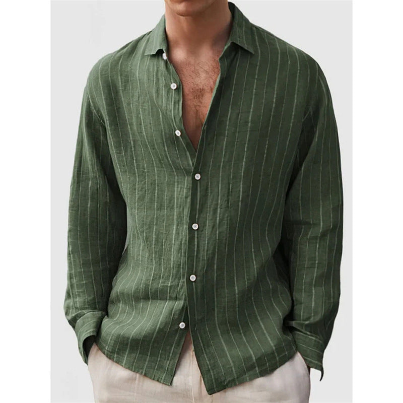 Long Sleeve Men's Shirt Striped Print - Evans creations LLC