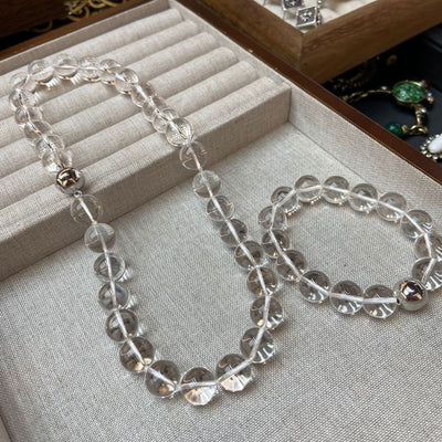 Transparent Beads White Crystal 12MM Necklace Bracelet - Evans creations LLC