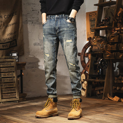 Retro Heavy Washed Jeans For Men - Evans creations LLC