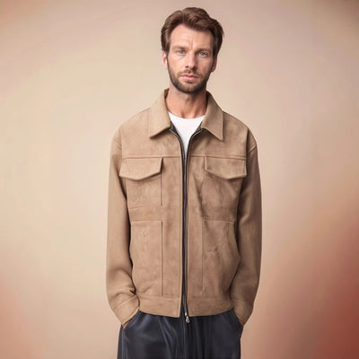 Fashion Men's Fur Zipper Big Pocket Jacket Coat - Evans creations LLC