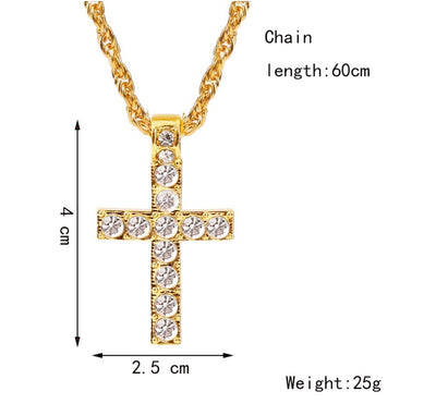 Cross Pendant Necklaces For Women Men Punk Hiphop Rope Chain On Neck Rapper Jewelry - Evans creations LLC