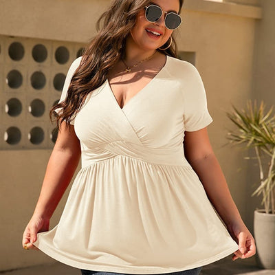 Women's Plus Size T-shirt V-neck Top - Evans creations LLC