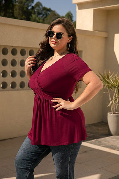 Women's Plus Size T-shirt V-neck Top - Evans creations LLC