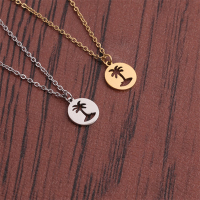 Titanium Steel Hollow Coconut Tree Pendant Neck Accessories Men - Evans creations LLC