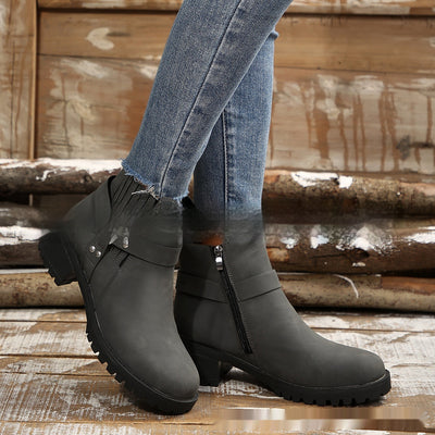 Belt Buckle Women's Ankle Boots Elastic Band - Evans creations LLC