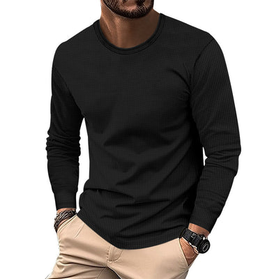 Round Neck Waffle Casual Top For Men - Evans creations LLC