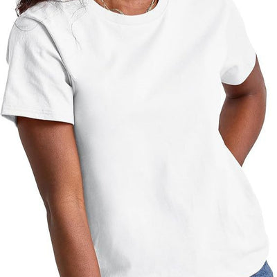 Loose Solid Color Short Sleeve Women's Summer Casual Crew Neck Top - Evans creations LLC
