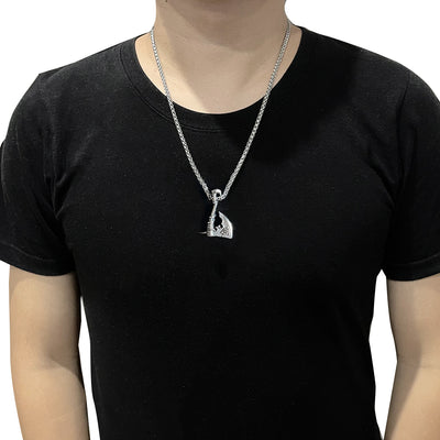 Jewelry Necklace Stainless Steel Axe Pendant Titanium Steel Orchid Chain Men - Evans creations LLC